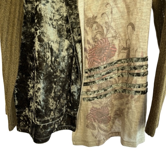 CATIVA Womens Multi-Pattern Pullover Sweater Olive Green Wool Blend XL Artsy - Picture 5 of 10